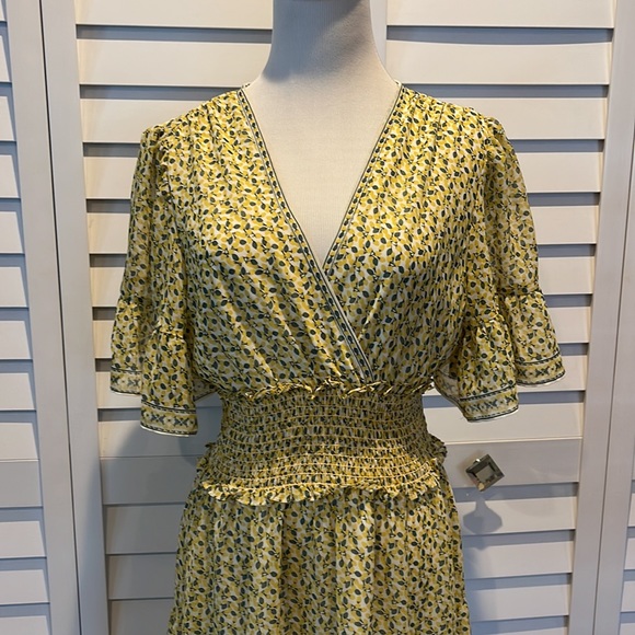Max Studio Lemon NWOT Dress, lined roughed elastic on the waist - Picture 3 of 8